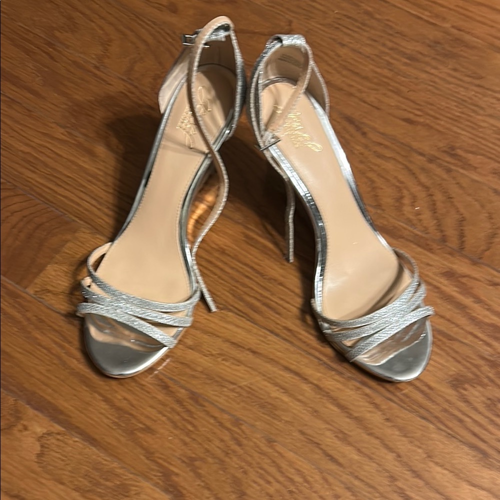 Elegant Silver Strappy Women's Heels